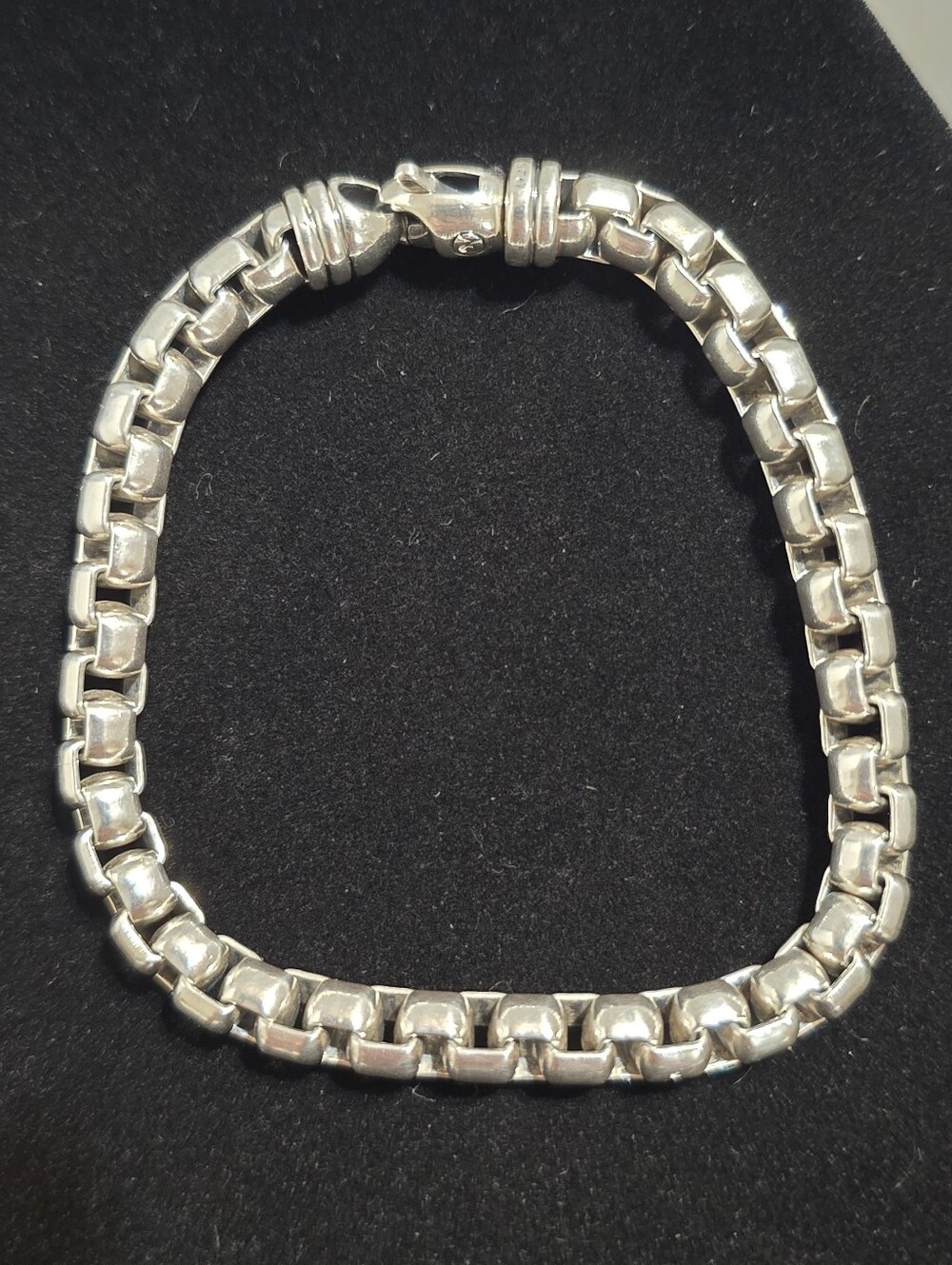 David Yurman 9 Inch Sterling Silver Venetian Box Link Bracelet 7mm 48.29 Grams